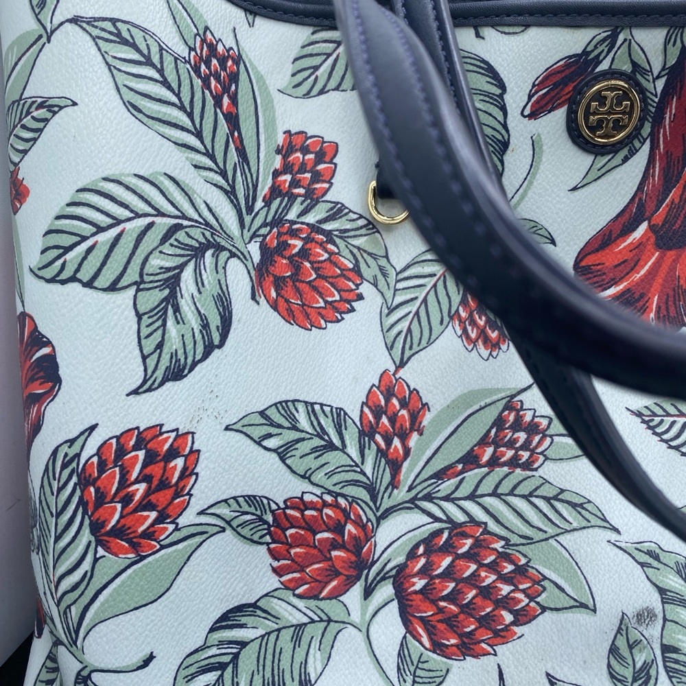 Tory Burch Floral Tote - Red and Green